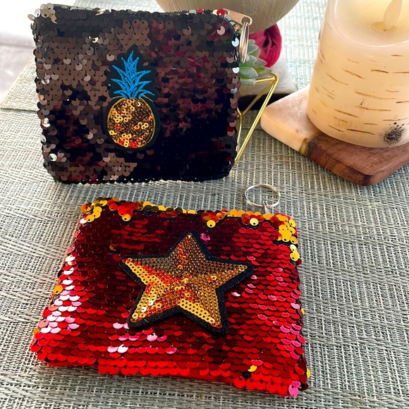 #7P Small Sequined Star Pouch Keychain - Picture 4 of 8